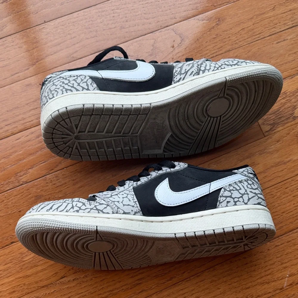 Nike Air Jordan 1 Retro Low OG Black Cement Elephant Print Sneaker Women’s 7